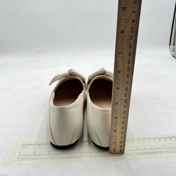 FSJ White Point Toe Studs Loafer Flats Slip On Pumps Bowknot Comfort Casual Shoe - Picture 5 of 8